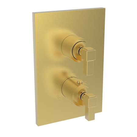 Newport Brass 1/2" Square Thermostatic Trim Plate With Handle in Satin Gold (Pvd) 3-3143TS-24S